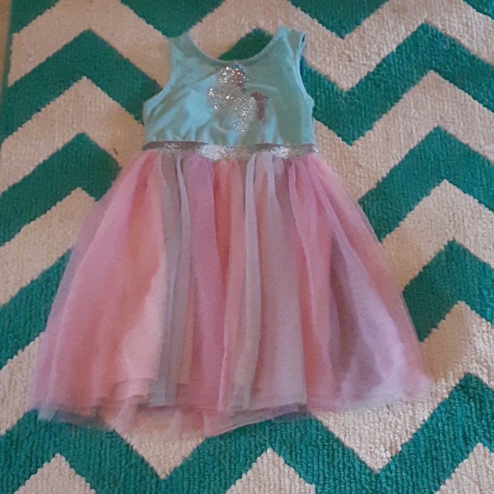 Little girls cotton candy colored unicorn dress